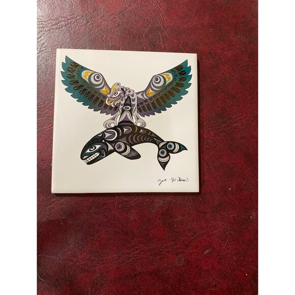 Ceramic Art Tile"Thunderbird and Killer Whale" artist Joe - Picture 8 of 8